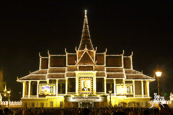 Night lights at the Royal Palace, Phnom Penh, Cambodia