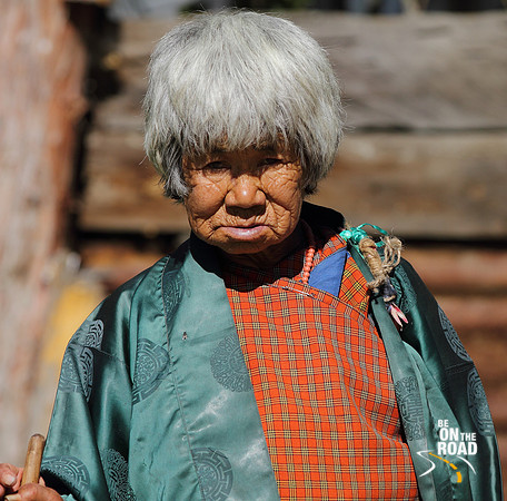 The wrinkles of an elderly Bhutanese Woman