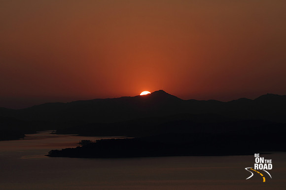 Sun sets behind the hill at Ganeshgudi, Karnataka