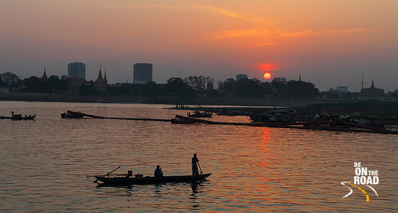 A classic Mekong river sunset moment from Phnom Penh, Cambodia