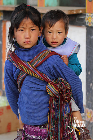 A young Bumthang girl and her kid brother