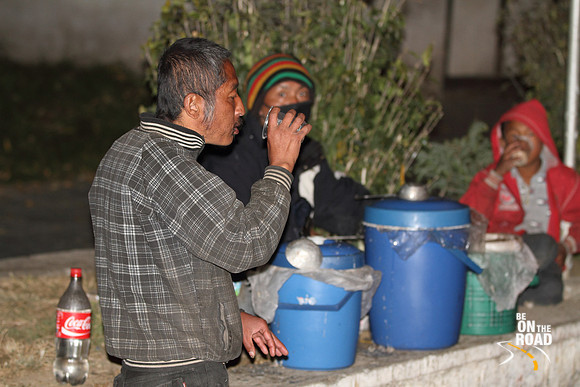 Enjoying hot cheese Thukpa on a cold night in Thimphu, Bhutan