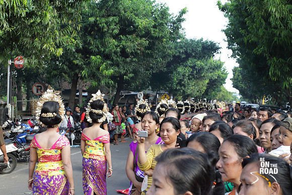 A temple procession in Bali