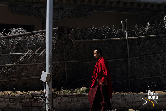Bhutanese Monk walks the streets of Thimphu
